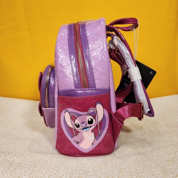 Loungefly Disney Lilo & Stitch Angel & Stitch Heart Moving Mini Backpack NEW main image 5